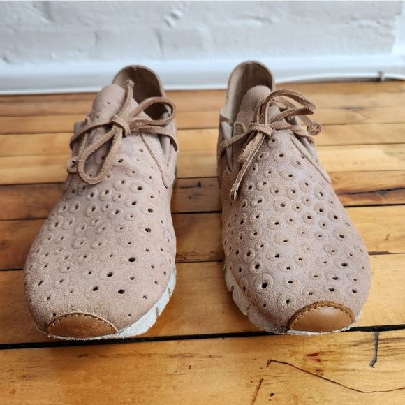 OBTB Lunar leather shoes salmon pink women's US size 8.5 perforated lace up - Picture 4 of 9